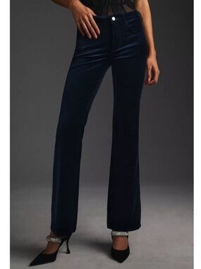 Anthropologie Pilcro The Demilune Boot Velvet Pants Dark Blue Flare